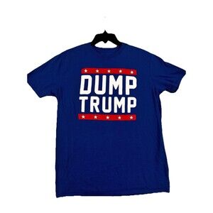 Dump Trump Graphic T Shirt Mens Large Blue Political Protest USA Cotton Tee